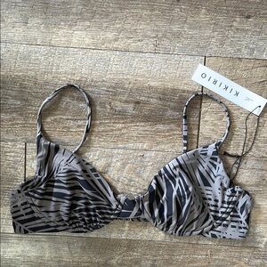 NWT Kikirio granite Gray palm print Triangle Bikini Top